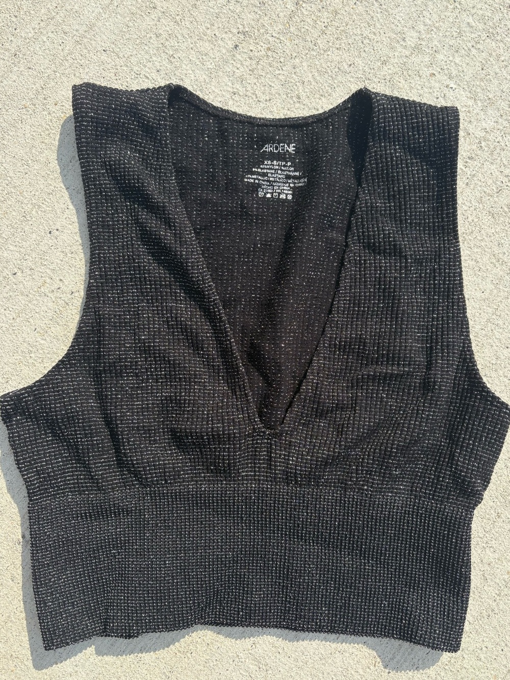 Ardene Sparkly Black Plunge Tank XS